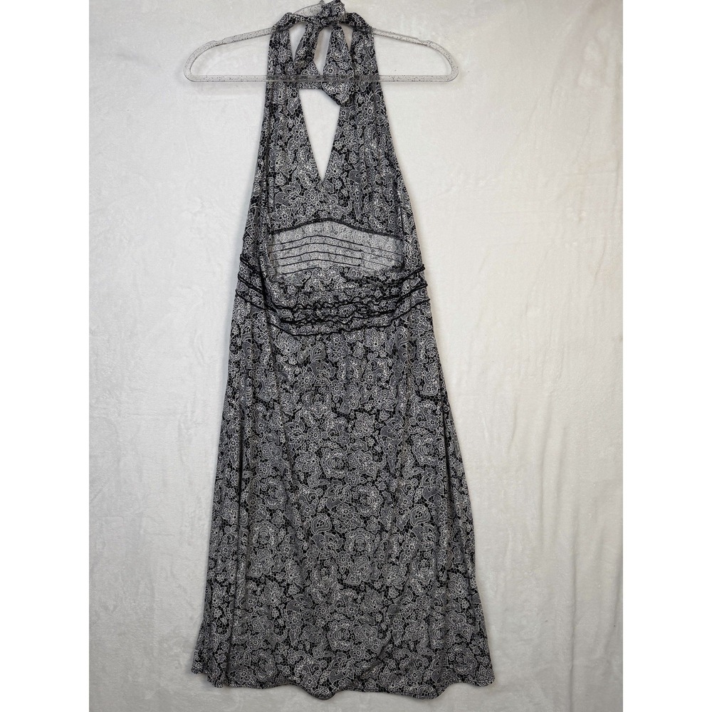 BCBGMaxazria Womens Halter Spring/Summer Dress Stretch Floral Black/White Size L - Picture 3 of 16